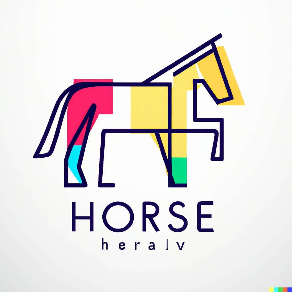 a horse, iconized modern colorful clean linear illustration, inspired by Bauhaus